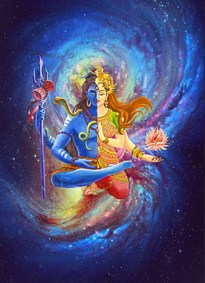 Ardhnarishwar Depicting Lord Shiva and Goddess Parvati in Cosmic Meditation HD phone wallpaper