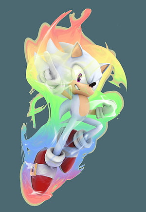 Hyper Sonic the Hedgehog in Dynamic Rainbow Energy Burst HD phone wallpaper