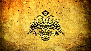 Byzantine Double-Headed Eagle Emblem on Aged Parchment Background HD wallpaper