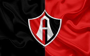 Atlas FC Guadalajara Silk Flag With Black And Red Crest Emblem HD wallpaper