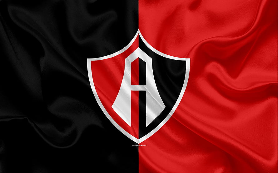 Atlas FC Guadalajara Silk Flag With Black And Red Crest Emblem HD wallpaper