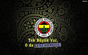Fenerbahce Spor Kulubu 1907 Official Club Emblem on Dark Ornate Patterned Background HD wallpaper