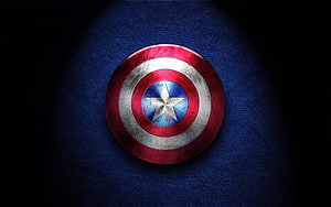 Captain America Shield on Dark Blue Leather Background HD wallpaper