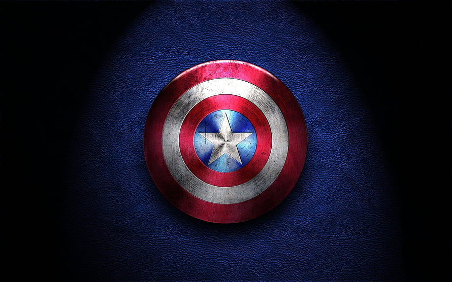 Captain America Shield on Dark Blue Leather Background HD wallpaper