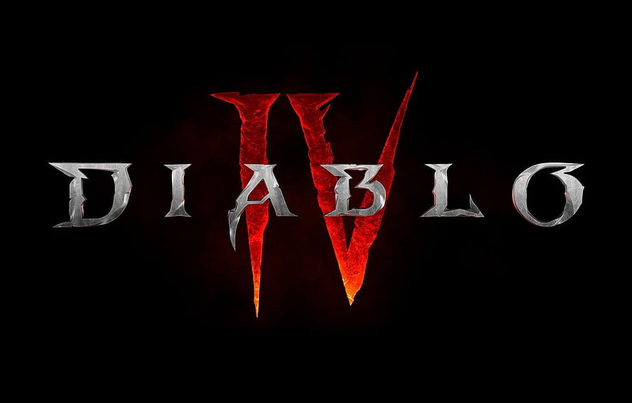 Diablo IV Official Logo with Glowing Red Roman Numerals on Black Background HD wallpaper
