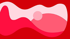 Abstract Red and Pink Wavy Landscape with Minimalist Sun Design HD wallpaper