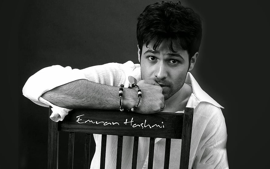 Emraan Hashmi Black and White Portrait Leaning on Wooden Chair HD wallpaper