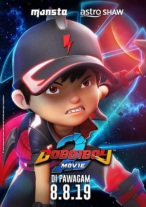 BoBoiBoy Movie 2 Poster Featuring Supra Form Character in Cosmic Setting HD phone wallpaper