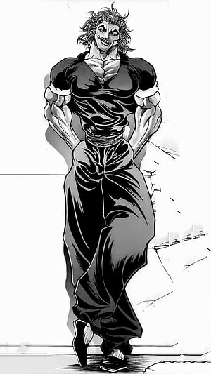 Yujiro Hanma from Baki the Grappler in Black and White Manga Art HD phone wallpaper