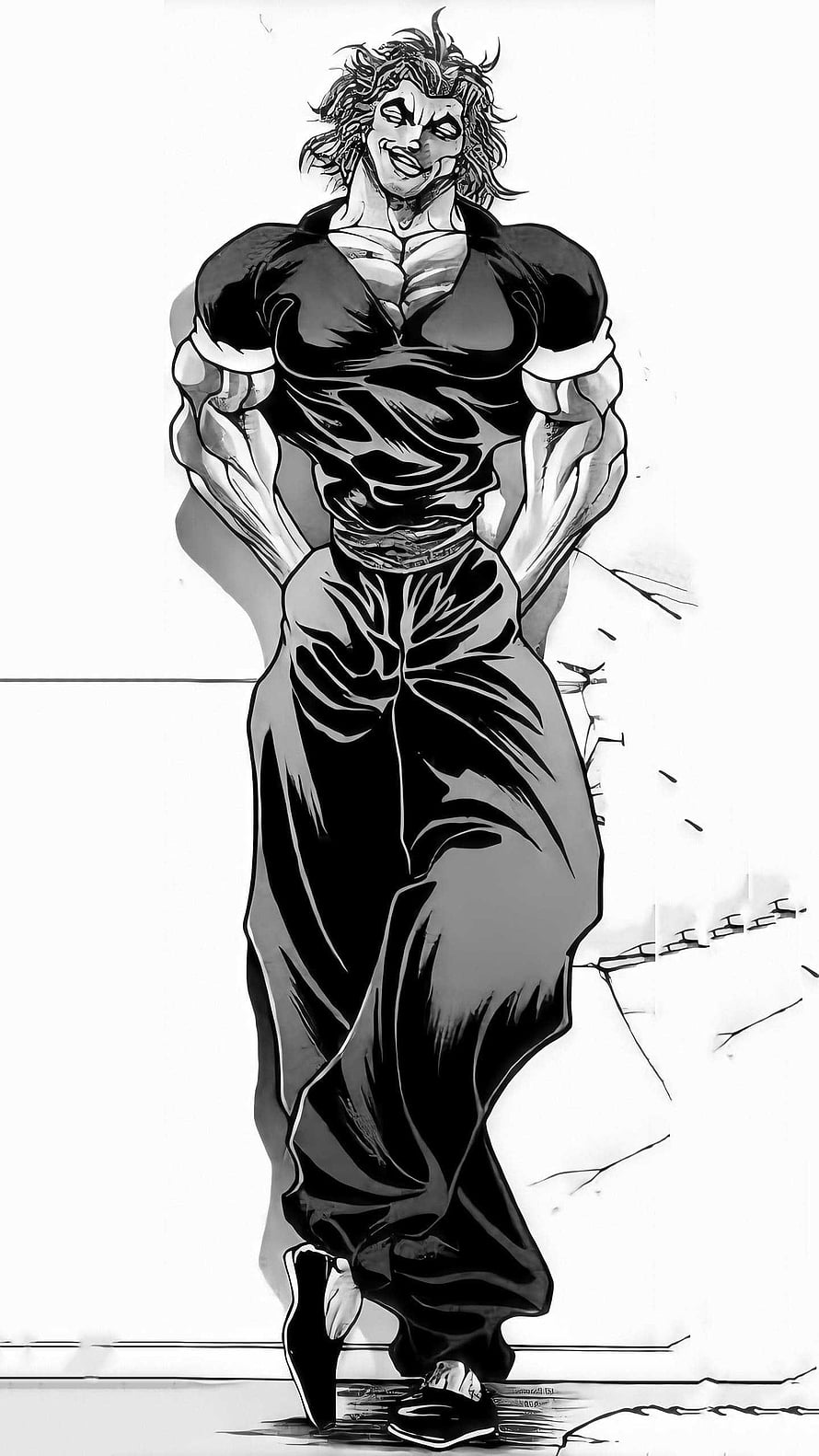 Yujiro Hanma from Baki the Grappler in Black and White Manga Art HD phone wallpaper