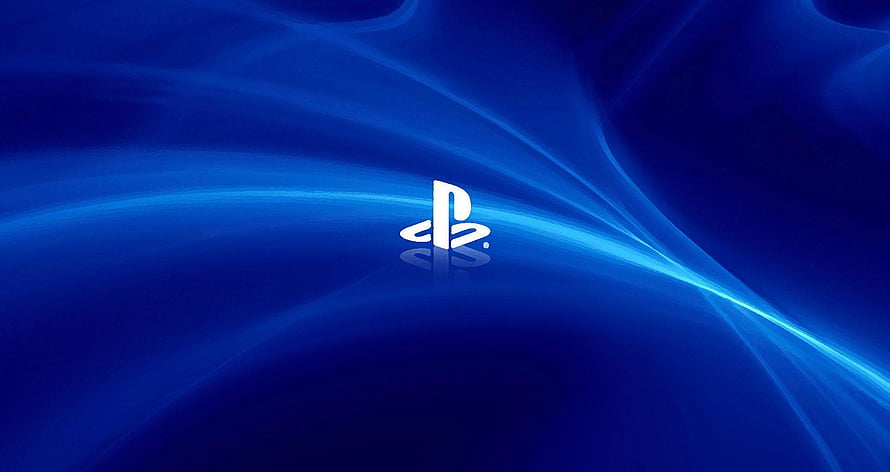 PlayStation Logo on Deep Blue Abstract Background with Flowing Light Streaks HD wallpaper