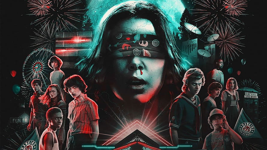Stranger Things Season 4 Poster Featuring Eleven and Hawkins High Cast HD wallpaper