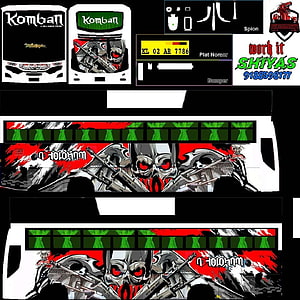 Komban Adholokam Bus Livery Design with Skull and Gun Artwork HD phone wallpaper