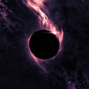 Cosmic Black Hole with Glowing Accretion Disk and Nebula HD phone wallpaper