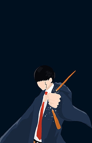 Minimal Mash from Mashle: Magic and Muscles Holding a Broken Wand HD phone wallpaper