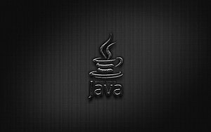 Java Programming Language Logo with Steaming Coffee Cup on Dark Carbon Fiber Background HD wallpaper