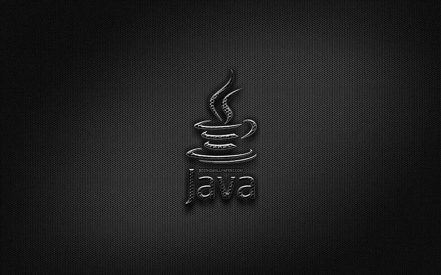 Java Programming Language Logo with Steaming Coffee Cup on Dark Carbon Fiber Background HD wallpaper