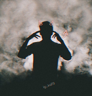 Devil Boy Silhouette With Horns And Smoke Background HD phone wallpaper