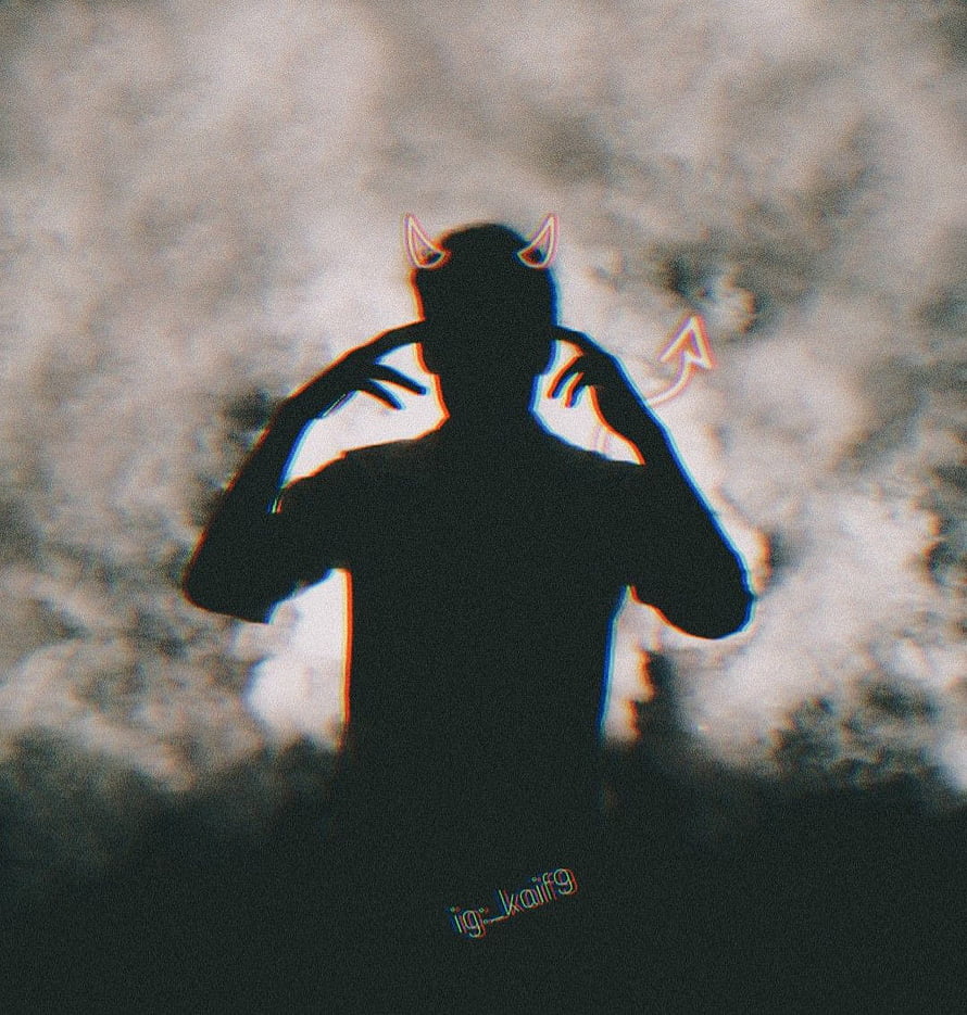 Devil Boy Silhouette With Horns And Smoke Background HD phone wallpaper