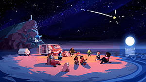 Steven Universe Future Campfire Scene Under Starry Night Sky HD wallpaper