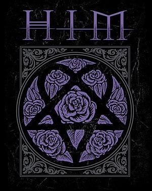 HIM Band Heartagram Rose Tattoo Design with Ornate Gothic Frame HD phone wallpaper