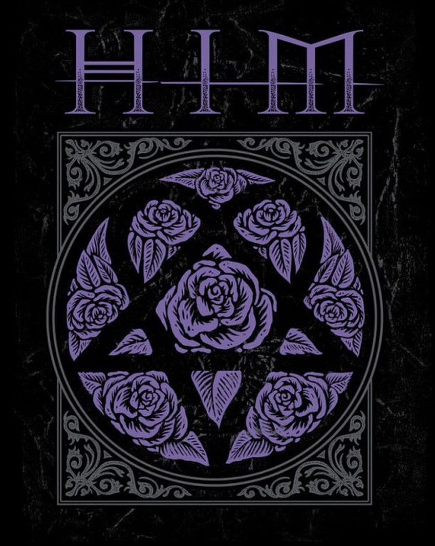 HIM Band Heartagram Rose Tattoo Design with Ornate Gothic Frame HD phone wallpaper