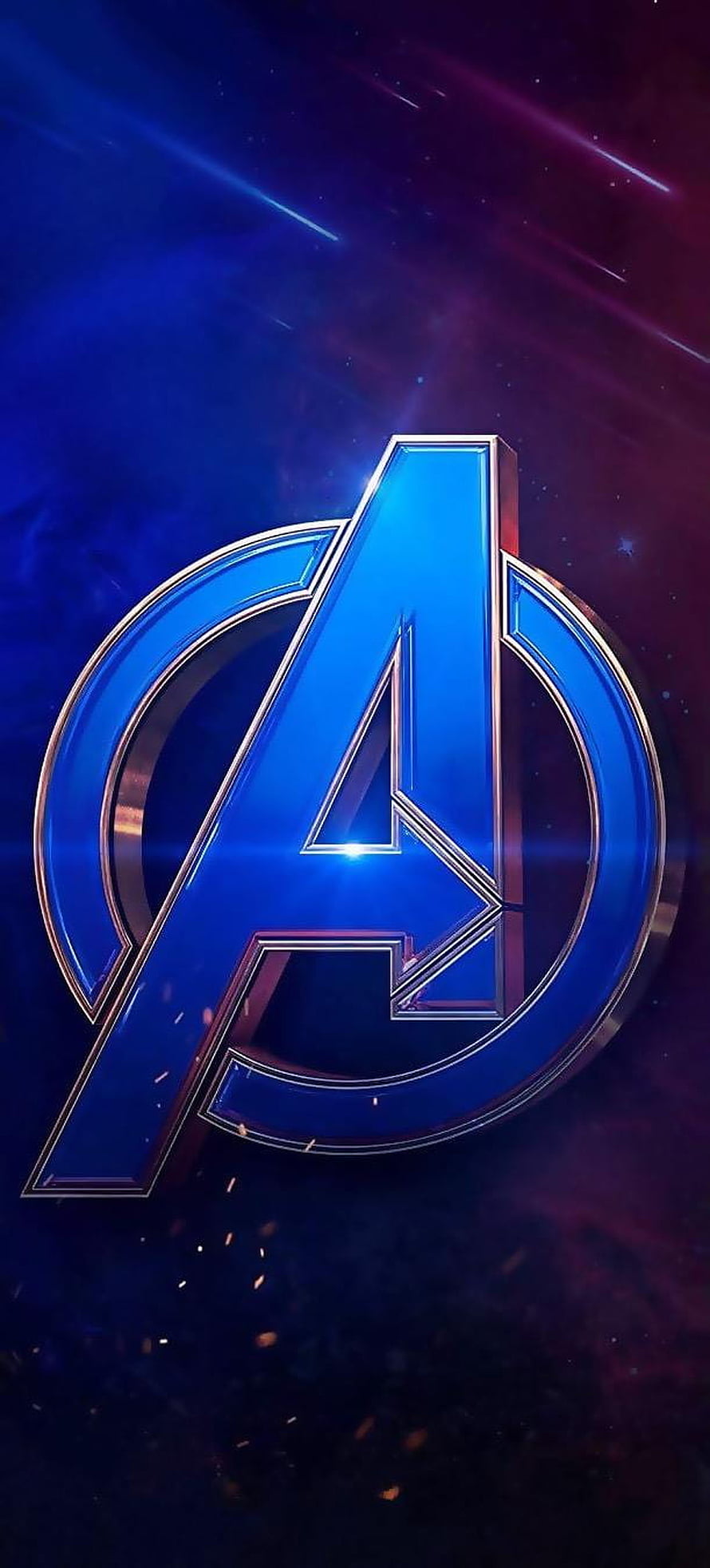 Avengers Endgame Logo on Cosmic Nebula Background with Metallic Blue Finish HD phone wallpaper