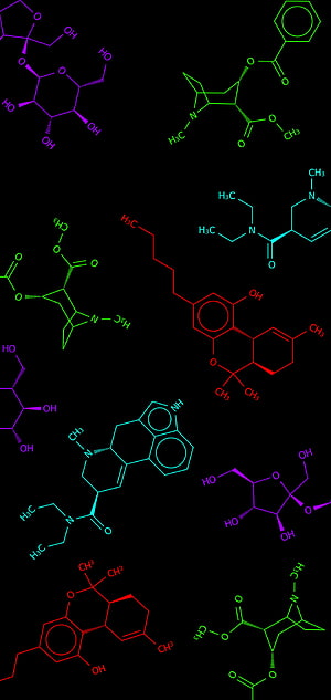 Colorful Chemical Molecular Structures on Black Background HD phone wallpaper
