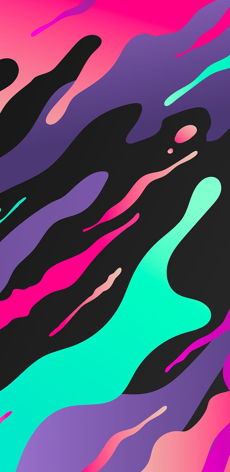 Vibrant Liquid Flow Abstract Art with Neon Pink, Purple, and Mint Green Organic Shapes HD phone wallpaper