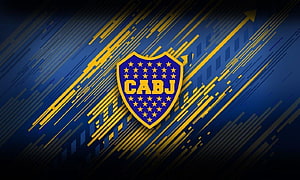 CABJ Shield Emblem with Dynamic Blue and Gold Diagonal Speed Lines HD wallpaper