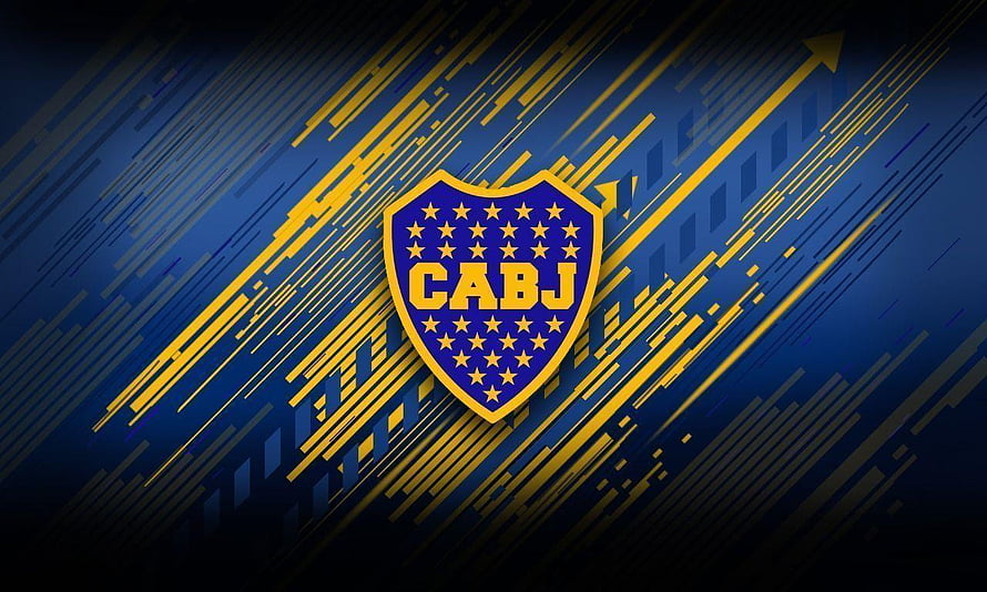 CABJ Shield Emblem with Dynamic Blue and Gold Diagonal Speed Lines HD wallpaper