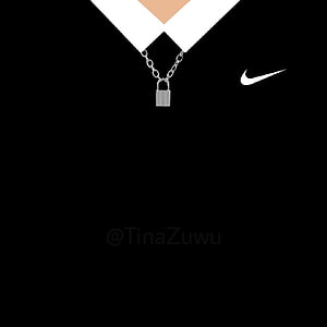 Minimalist Nike Black T-Shirt Design with Padlock Chain and White Collar Graphic HD phone wallpaper