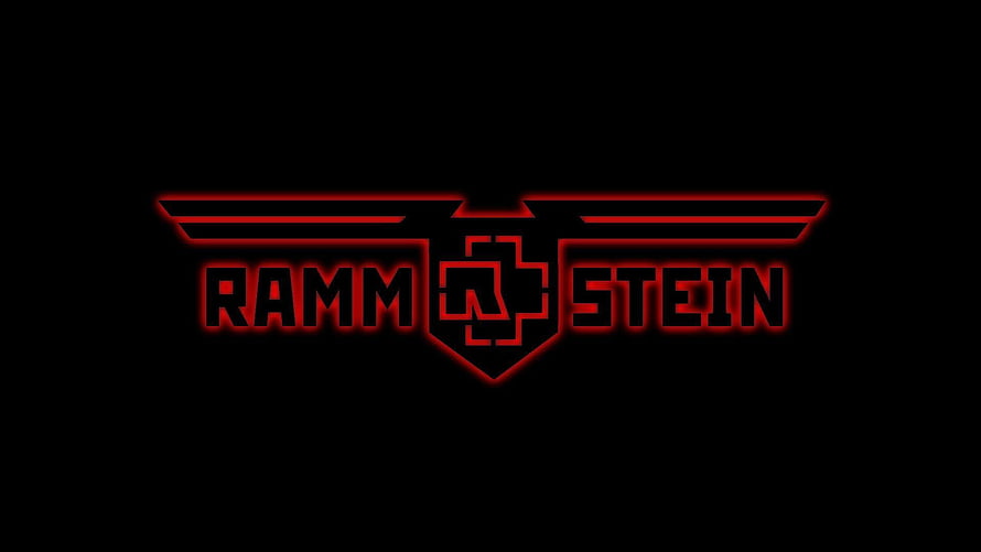 Rammstein Band Logo with Red Neon Glow on Black Background HD wallpaper
