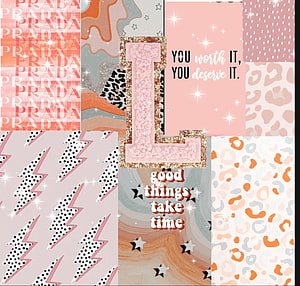 Preppy Letter L Collage with Leopard Print, Lightning Bolts, and Inspirational Quotes HD wallpaper
