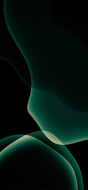 Midnight Green Abstract Organic Shapes on Black Background HD phone wallpaper