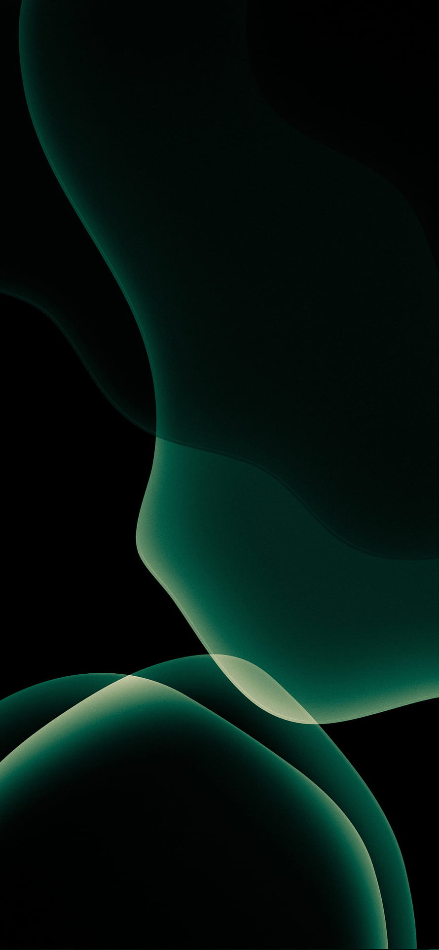 Midnight Green Abstract Organic Shapes on Black Background HD phone wallpaper