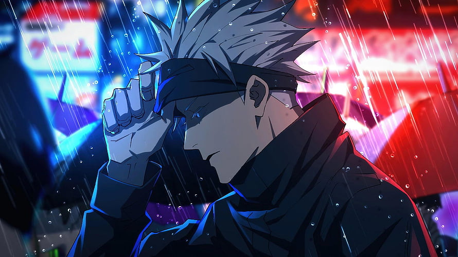 Gojo Satoru in the Rain from Jujutsu Kaisen Anime HD wallpaper