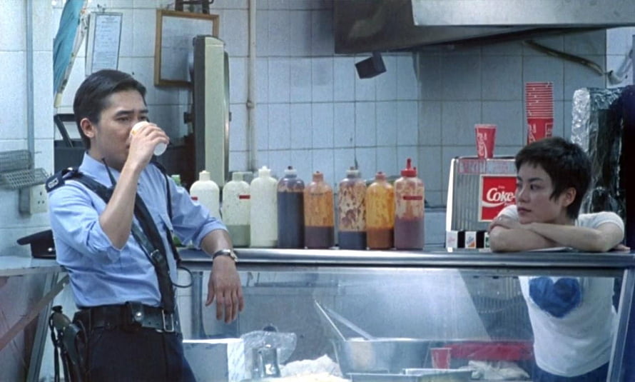 Chungking Express Police Officer and Woman at Street Food Stall HD wallpaper