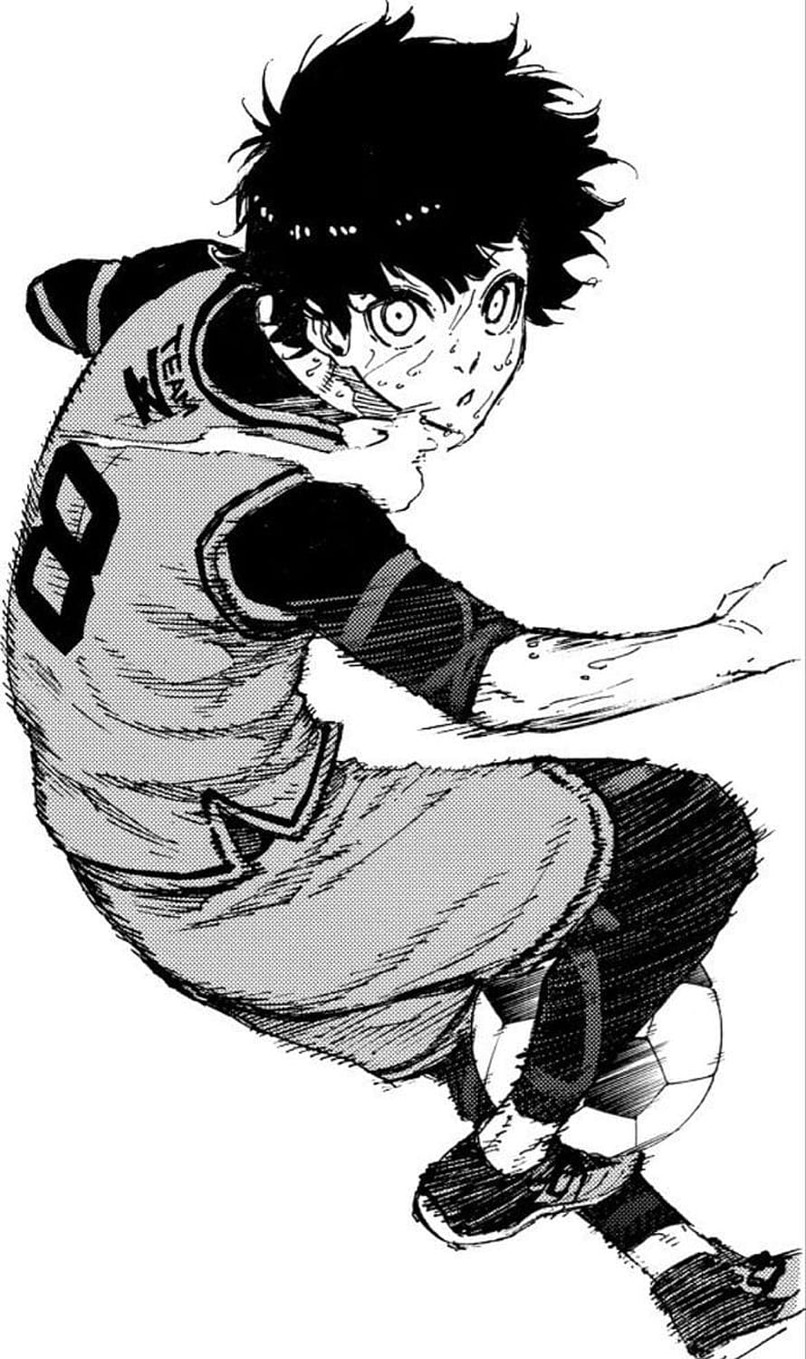 Blue Lock Anime Character in Action with Soccer Ball HD phone wallpaper