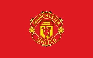 Manchester United Football Club Official Crest Emblem on Solid Red Background HD wallpaper