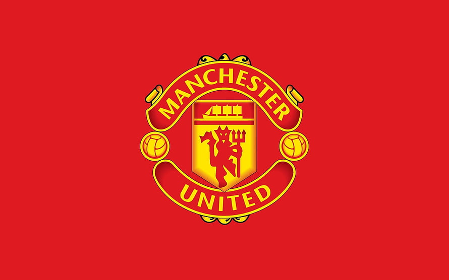 Manchester United Football Club Official Crest Emblem on Solid Red Background HD wallpaper