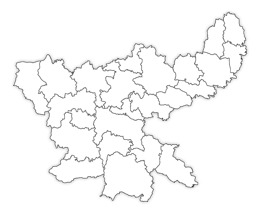 Jharkhand India Administrative Districts Outline Map with State Borders HD wallpaper