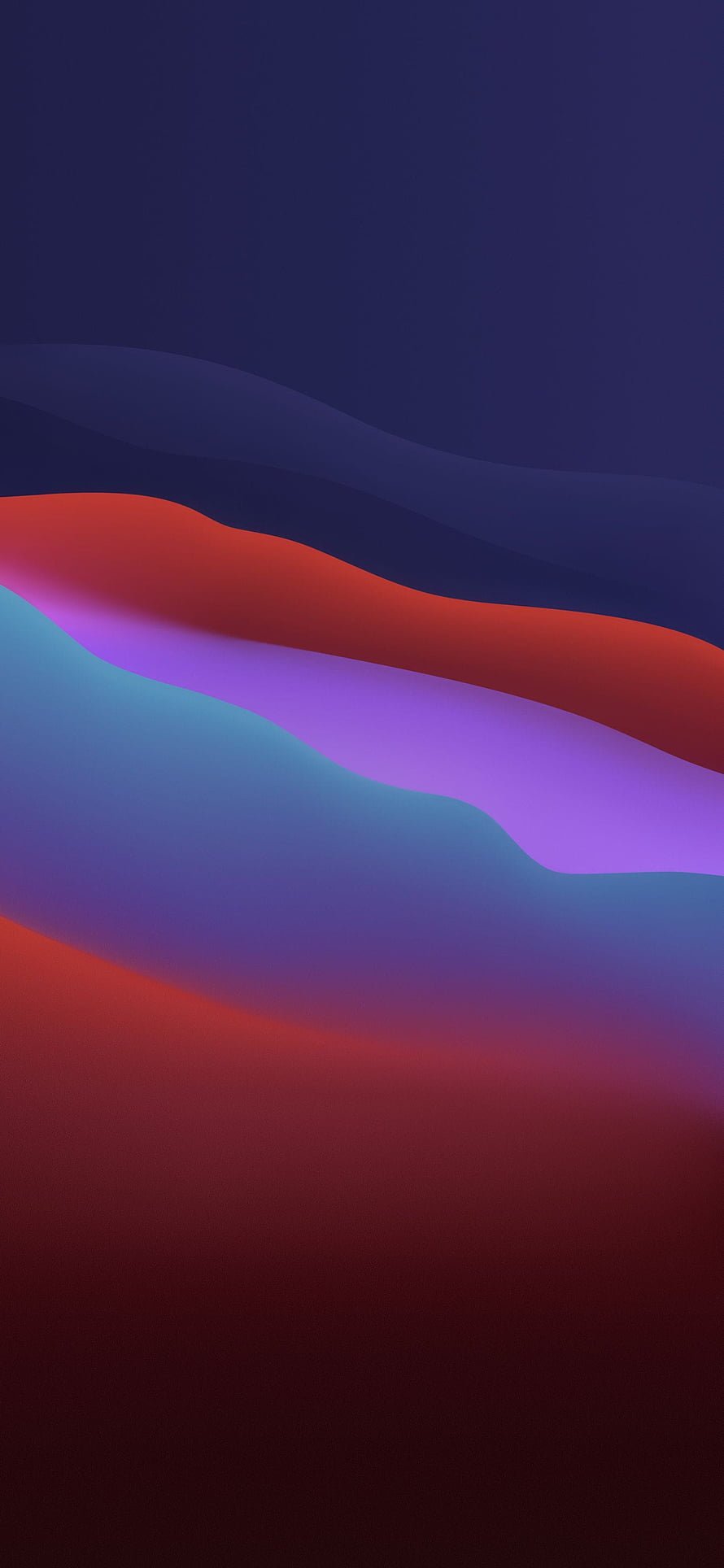 Abstract flowing gradient waves in deep purple, red, and blue tones HD phone wallpaper