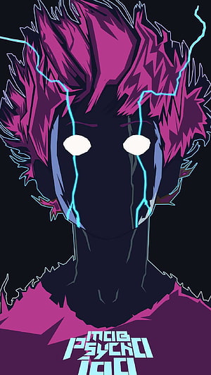 Mob Psycho 100 Anime Character Portrait with Electric Energy and Glowing Eyes HD phone wallpaper