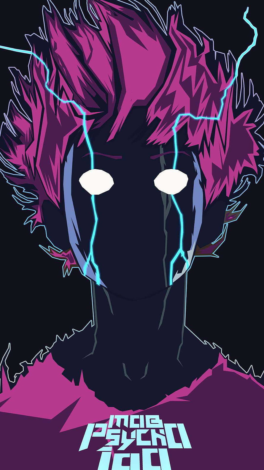 Mob Psycho 100 Anime Character Portrait with Electric Energy and Glowing Eyes HD phone wallpaper
