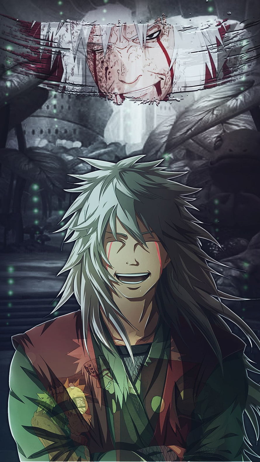 Jiraiya Sensei Anime Portrait With Red Tears And Grinning Expression HD phone wallpaper