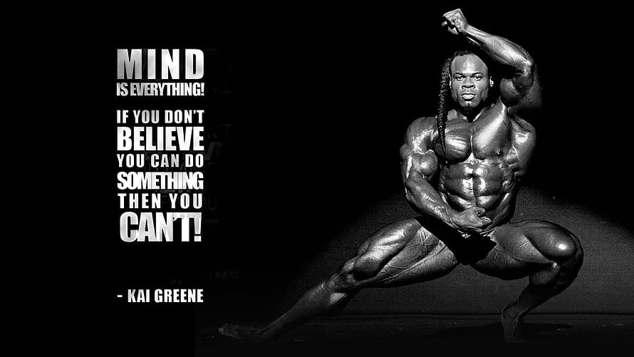 Kai Greene Bodybuilding Pose with Motivational Mindset Quote HD wallpaper