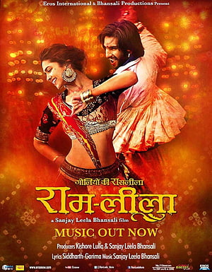 Ram Leela Bollywood Movie Poster Featuring Dancing Couple in Traditional Attire HD phone wallpaper