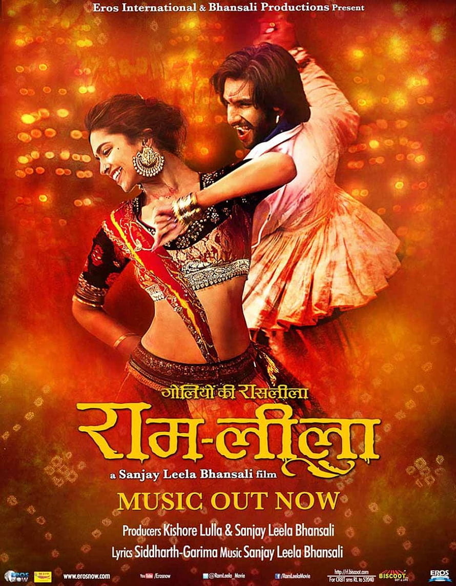 Ram Leela Bollywood Movie Poster Featuring Dancing Couple in Traditional Attire HD phone wallpaper
