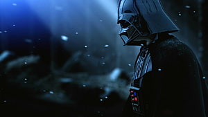 Darth Vader in a Snowy Night Scene from Star Wars HD wallpaper